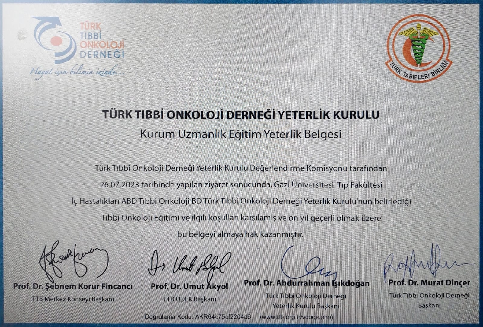 Türk Tıbbi Onkoloji Derneği Yeterlilik Belgesi-1