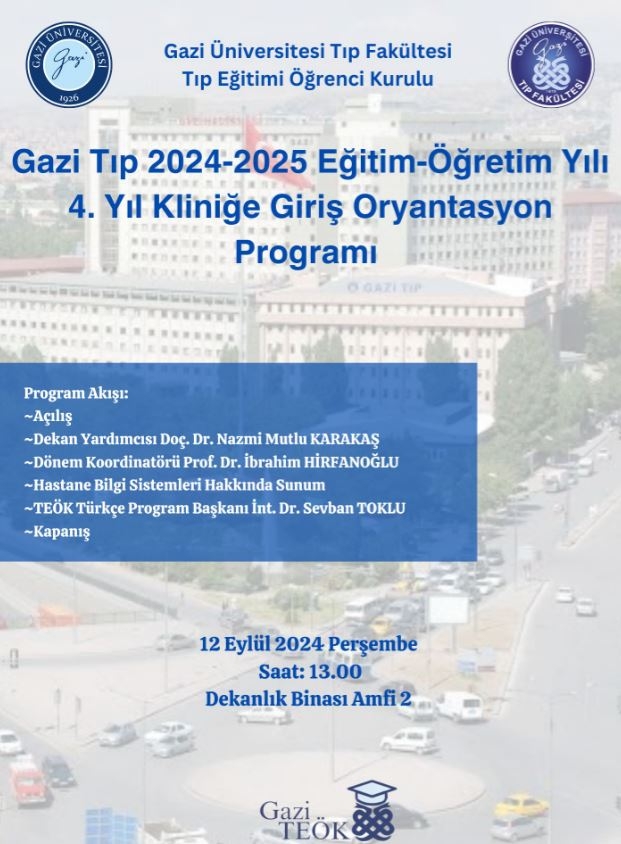 Gazi Tıp 2024.2025 Eğitim-Öğretim Yılı 4. Yıl Kliniğe Giriş Oryantasyon Programı-1