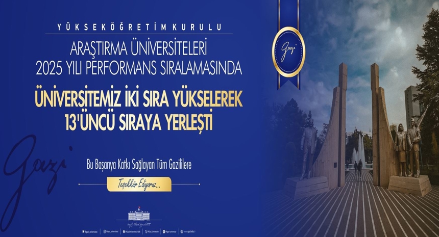 Üniversitemiz iki sıra yükselerek 13'üncü sıraya yerleşti