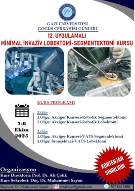 12. Uygulamalı minimal invaziv lobektomi-segmentektomi kursu