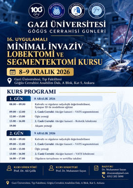 16. UYGULAMALI MİNİMAL İNVAZİV LOBEKTOMİ VE SEGMENTEKTOMİ KURSU