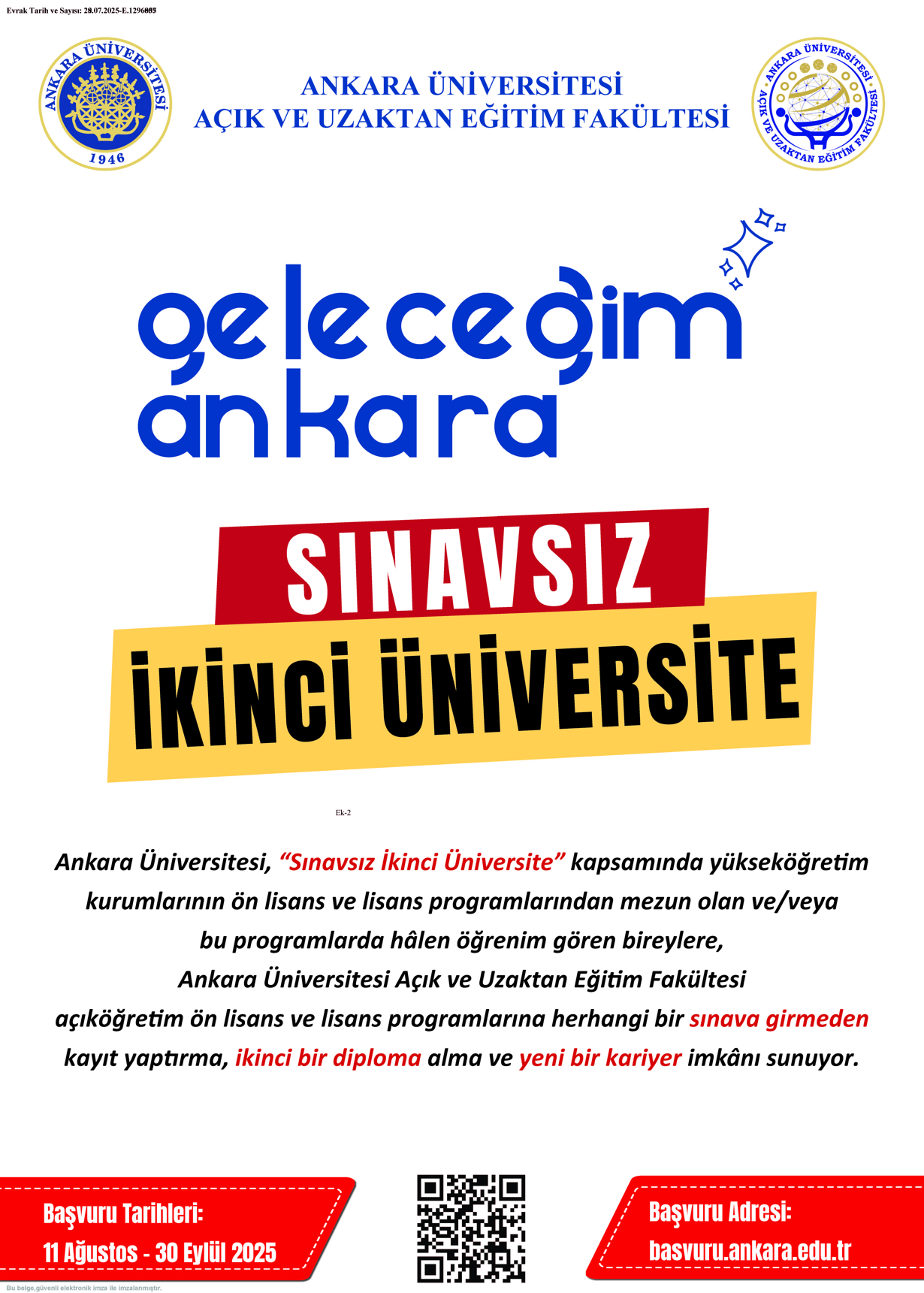 Ankara Üniversitesi Sınavsız  İkinci Üniversite Olanağı-1