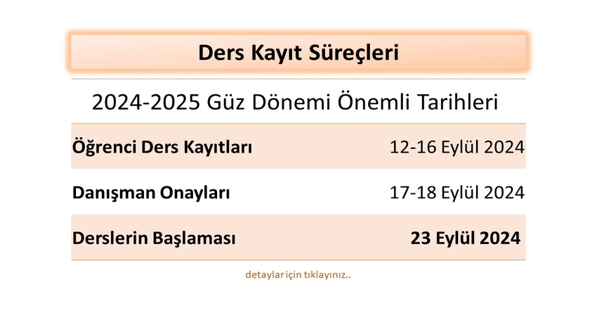 2024-2025 Güz Dönemi Önemli Tarihleri 