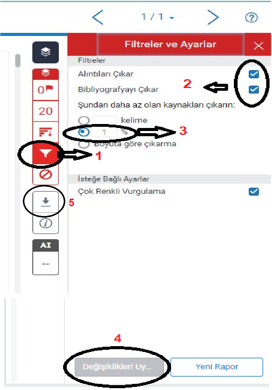 TURNİTİN Hızlı gönder-filtreler ayarlar-1