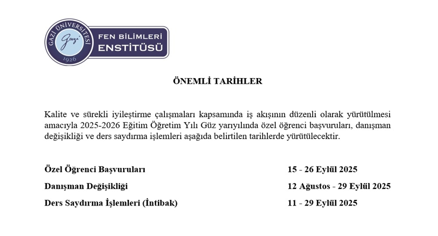 Önemli Tarihler Eylül 2025