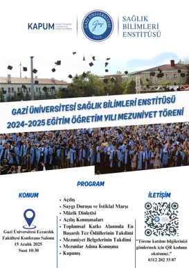 GAZİ ÜNİVERSİTESİ SAĞLIK BİLİMLERİ ENSTİTÜSÜ  2024-2025 EĞİTİM ÖĞRETİM YILI MEZUNİYET TÖRENİ