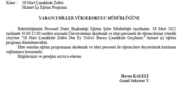 18 Mart Çanakkale Zaferi Hizmet İçi Eğitim Programı-1