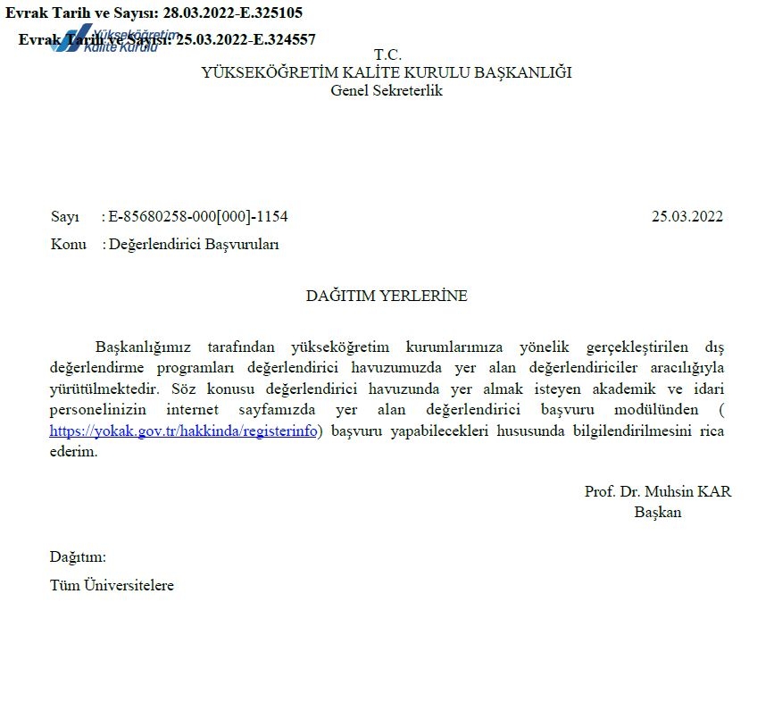 YÖKAK Değerlendirici Başvuruları-1