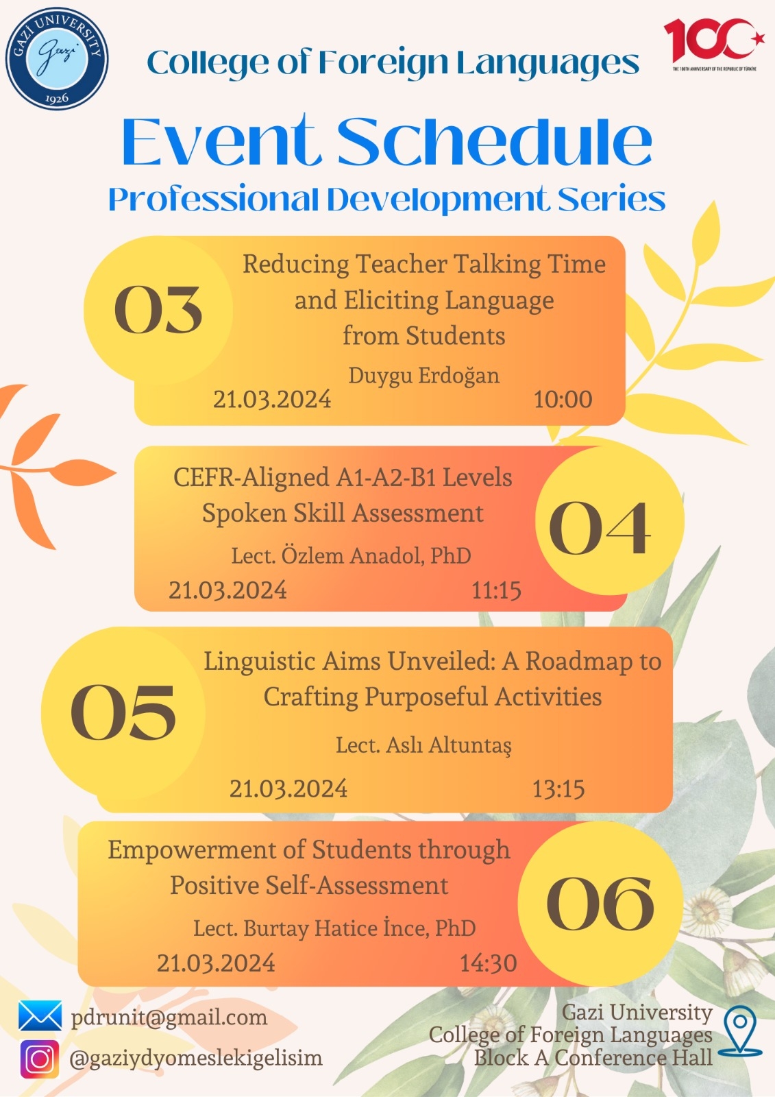 Modern Diller Bölümümüz Mesleki Gelişim Eğitim Serimizin ikincisi 21 Mart 2024 tarihinde düzenlendi.