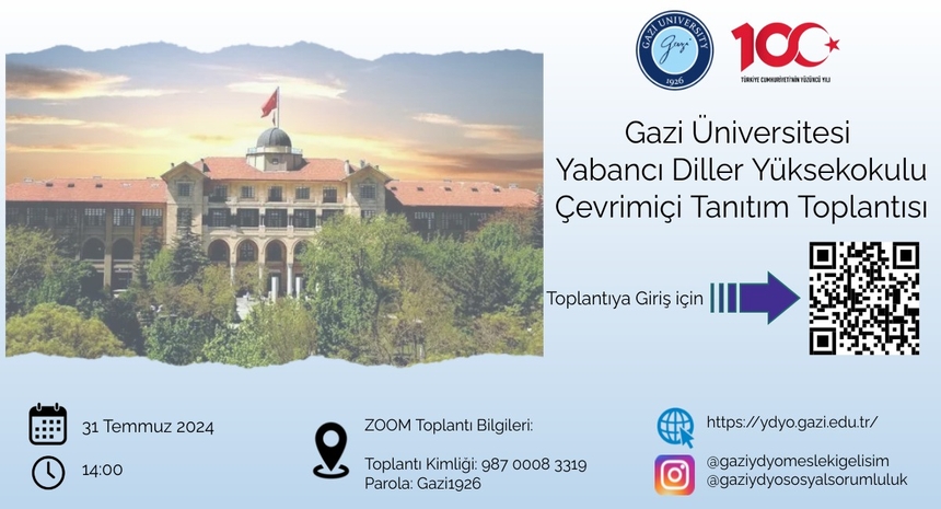 Gazi Üniversitesi Yabancı Diller Yüksekokulu Çevrimiçi Tanııtm  Toplantısı