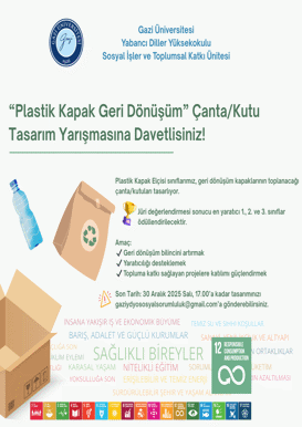 “Plastik Kapak Geri Dönüşüm” Çanta/Kutu Tasarım Yarışmasına Davetlisiniz!