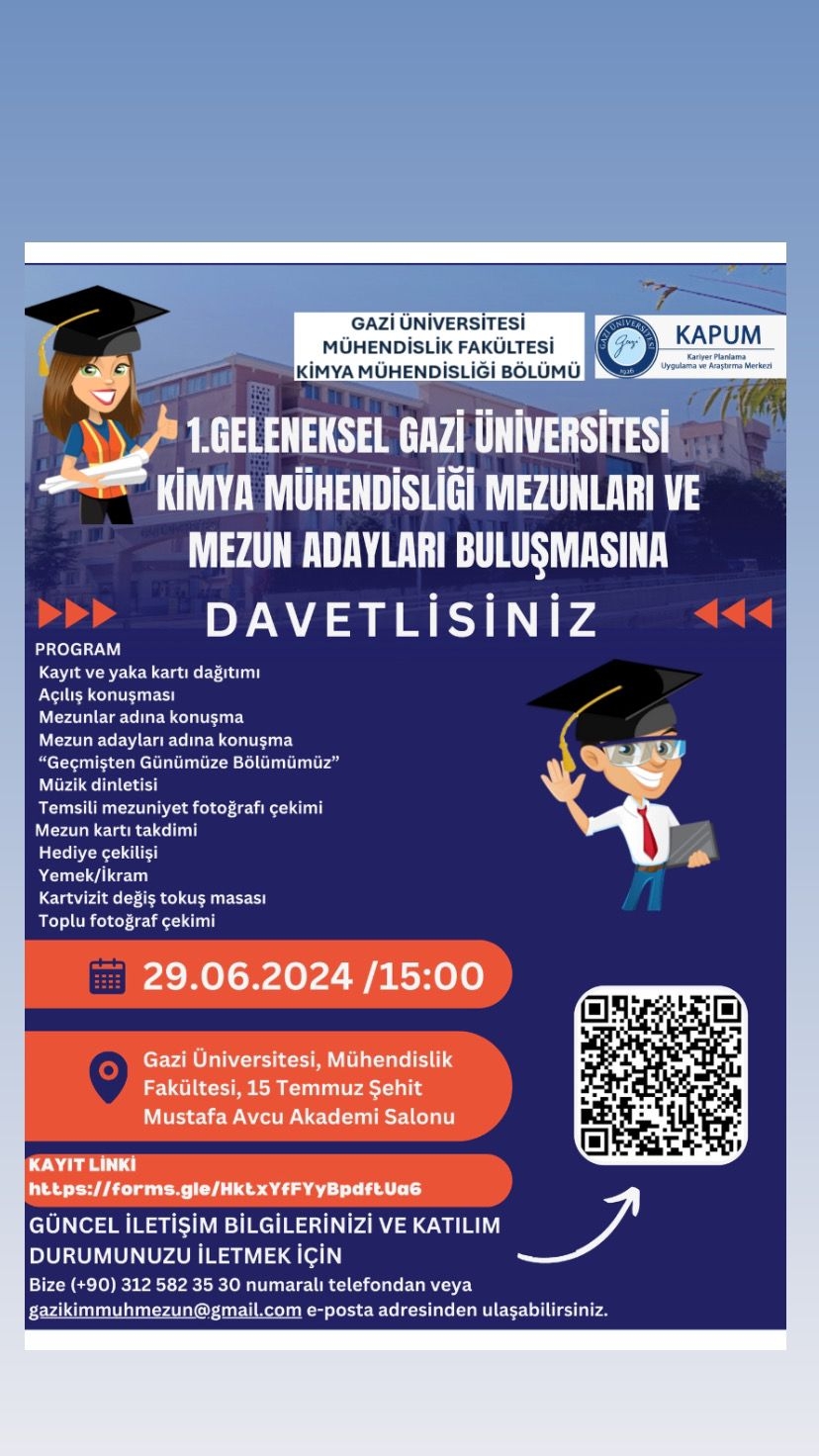 1.Geleneksel Gazi Üniversitesi Kimya Mühendisliği Mezunları ve Mezun Adayları Buluşması-1