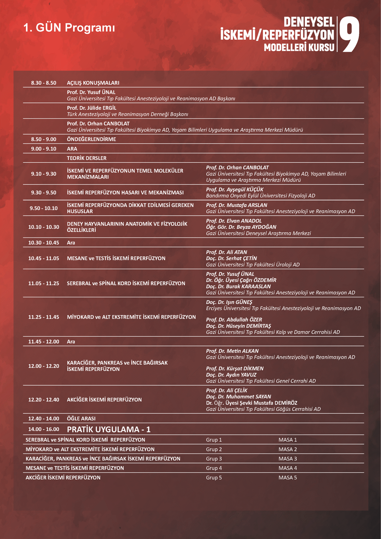 9. Deneysel İskemi Reperfüzyon Modelleri Kursu-2