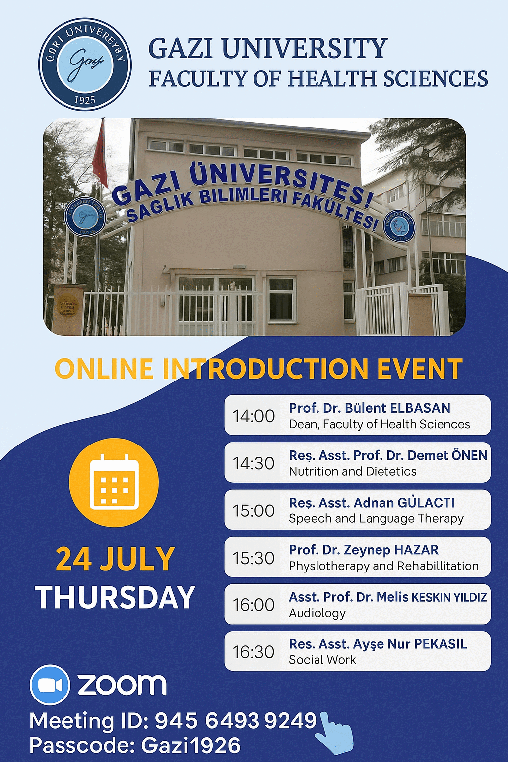 🎓 Online Introduction Event – Gazi University Faculty of Health Sciences-1