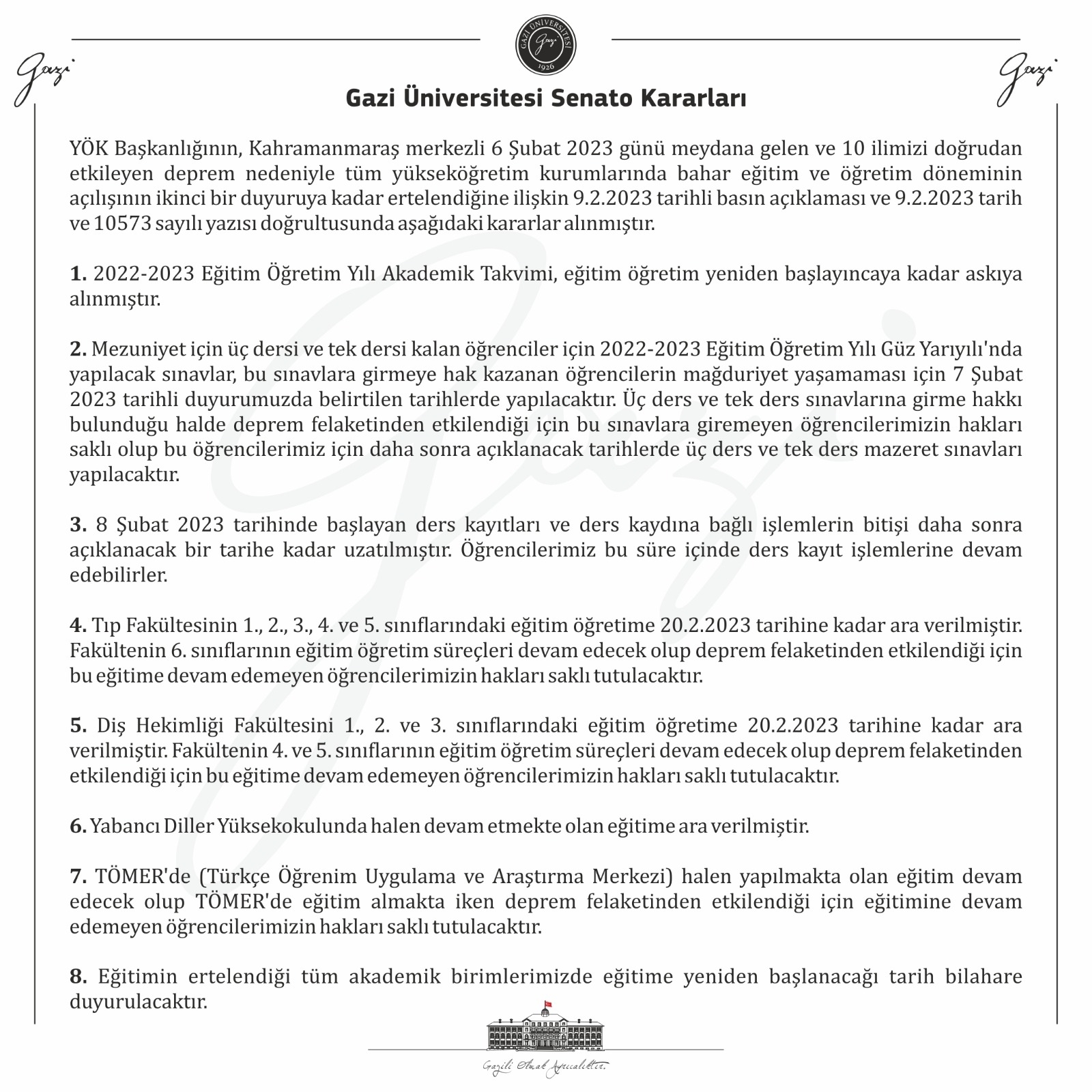 2022-2023 Eğitim Öğretim Yılı Akademik Takvimi Hakkında Duyuru-1