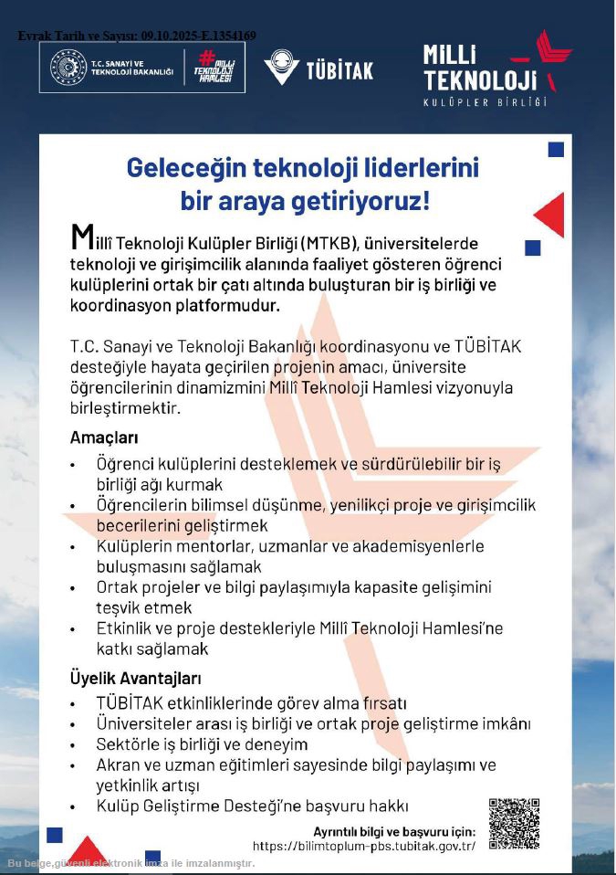 Milli Teknoloji Kulüpler Birliği Programı-1