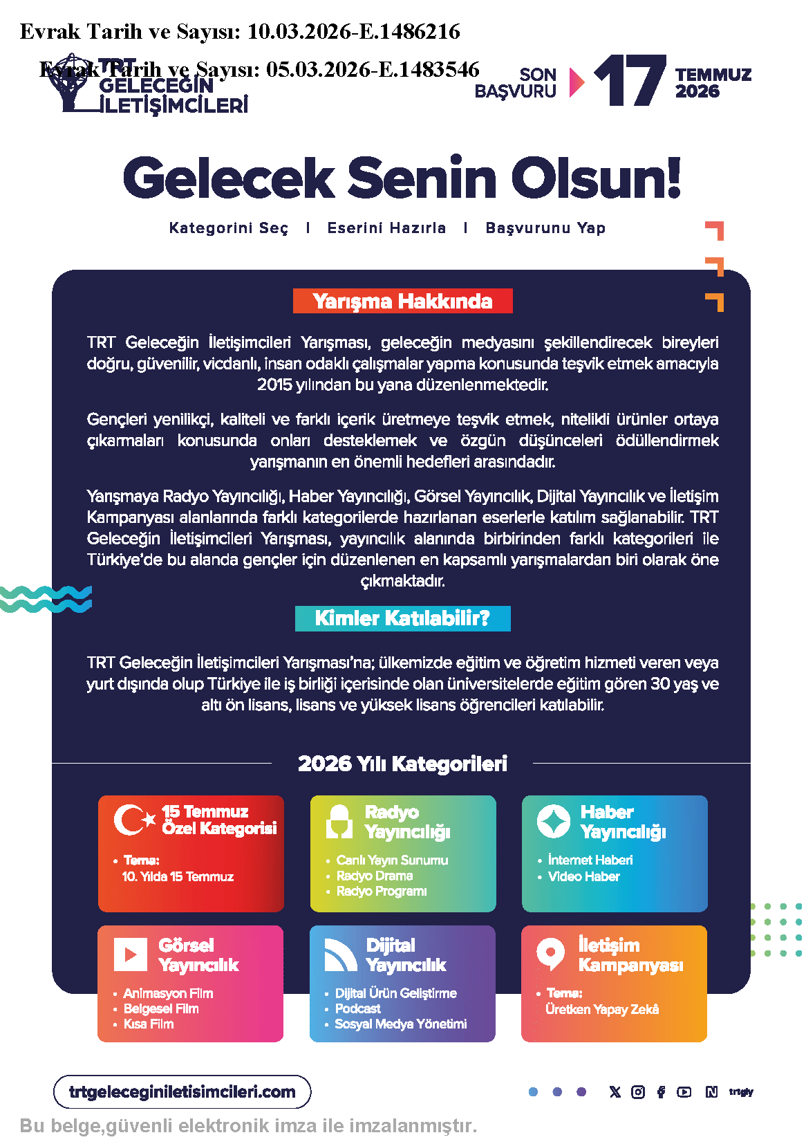 TRT Geleceğin İletişimcileri Yarışması 2026-1