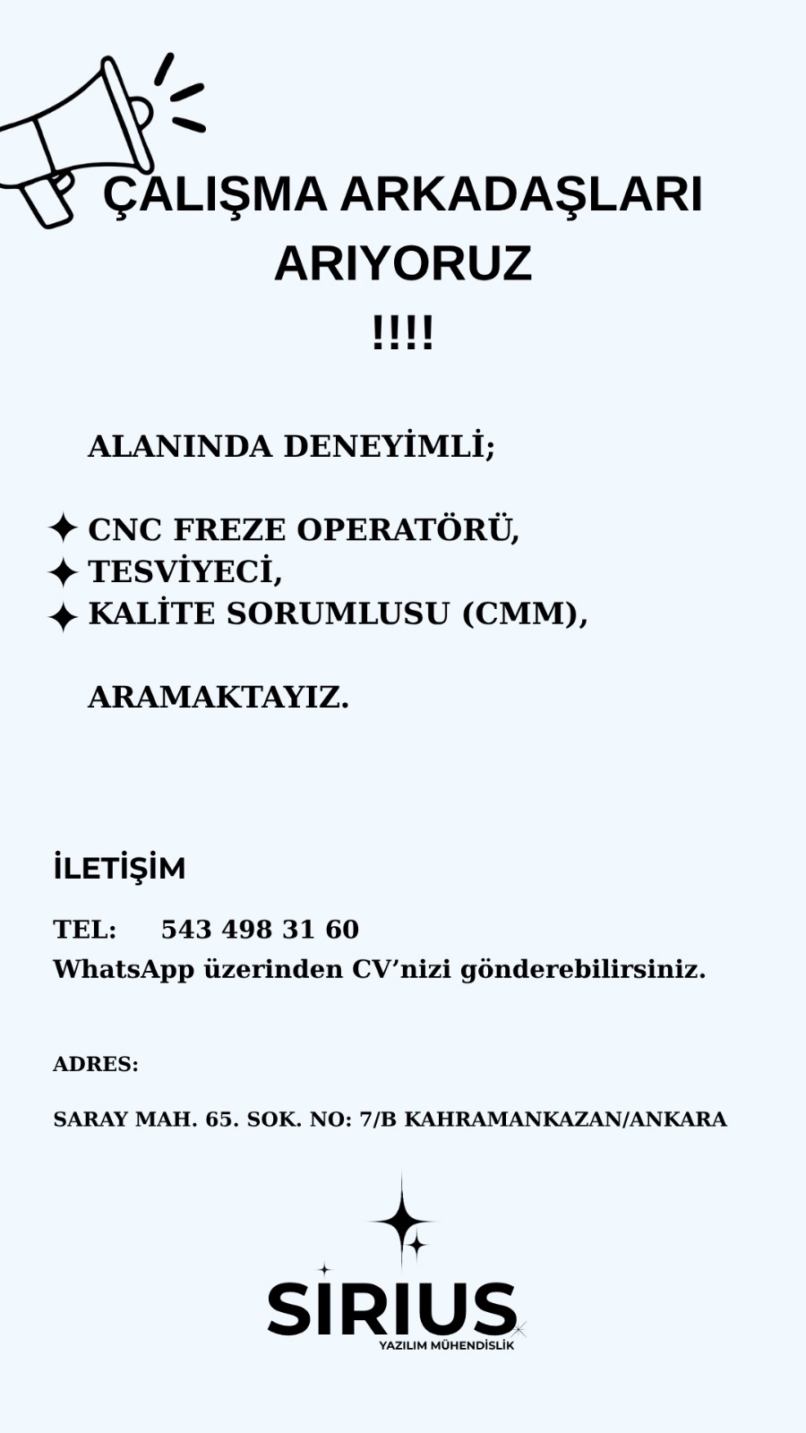 Sirius İş İlanı-1