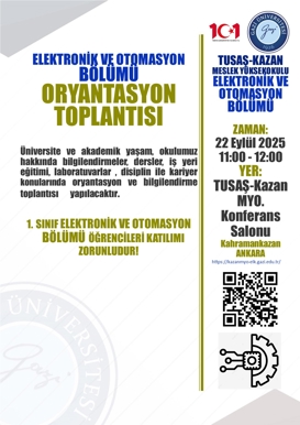 ELEKTRONİK VE OTOMASYON BÖLÜMÜ Oryantasyon Programı