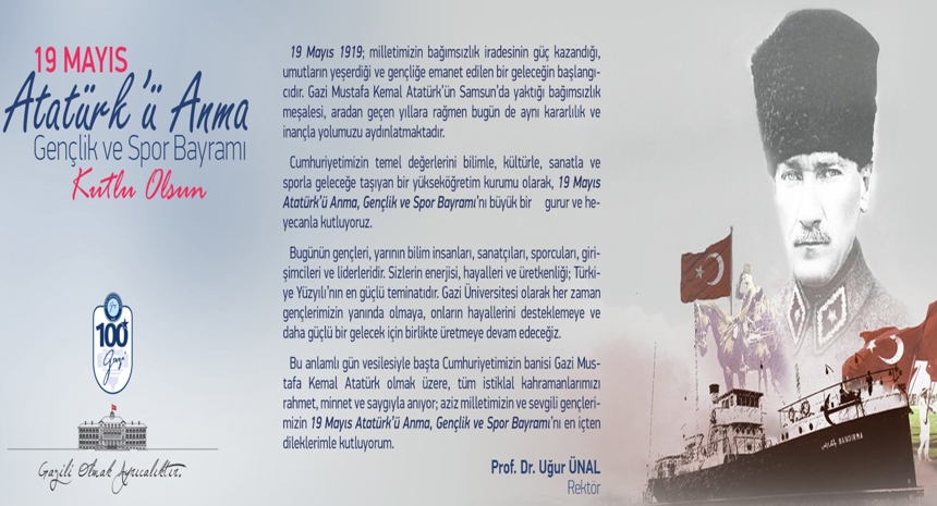 19 Mayıs Atatürk'ü Anma Gençlik ve Spor Bayramı Mesajı