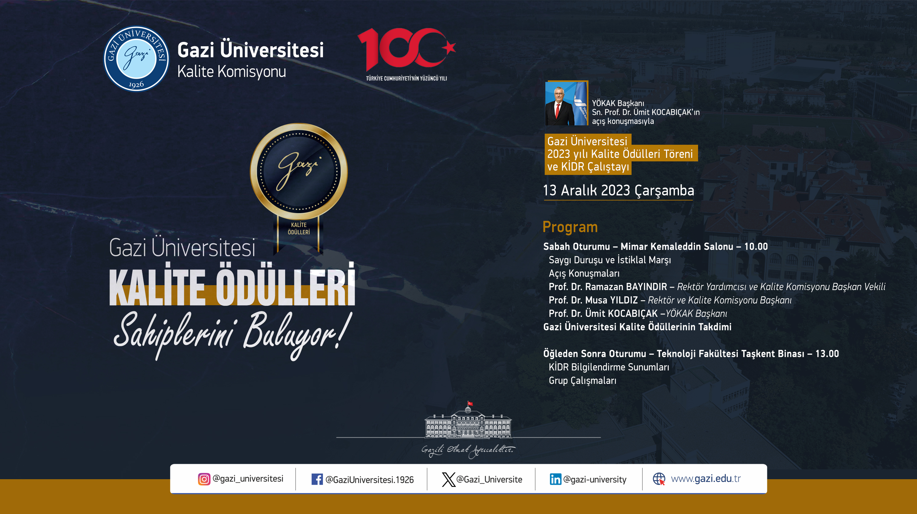 Gazi Üniversitesi  2023 yılı Kalite Ödülleri Töreni  ve KİDR Çalıştayı-1
