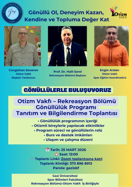 Otizm Vakfı – Rekreasyon Bölümü Gönüllülük Programı  Tanıtım ve Bilgilendirme Toplantısı