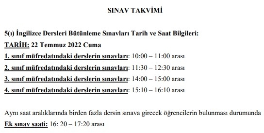 5(i) İngilizce Dersleri Bütünleme Sınavları Tarih ve Saatleri-1