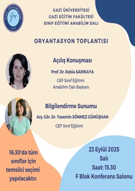 Sınıf Eğitimi Anabilim Dalı Oryantasyon Toplantısı