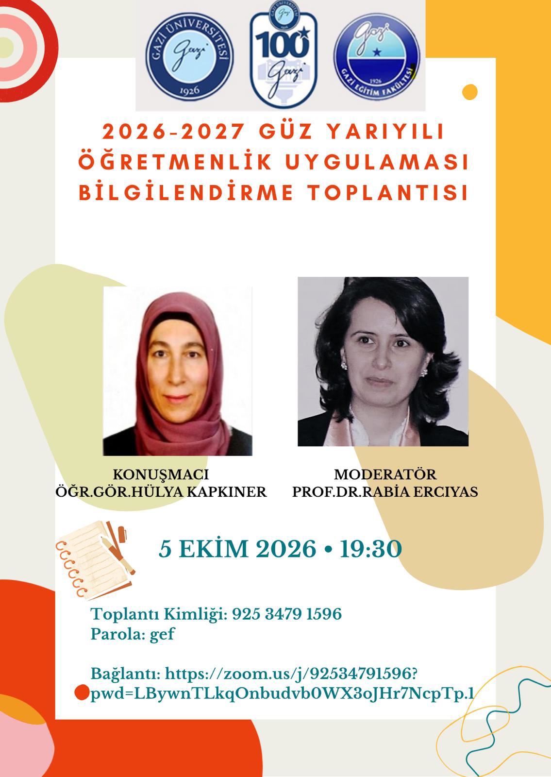 2026-2027 Güz Yarıyılı Öğretmenlik Uygulaması Bilgilendirme Toplantısı