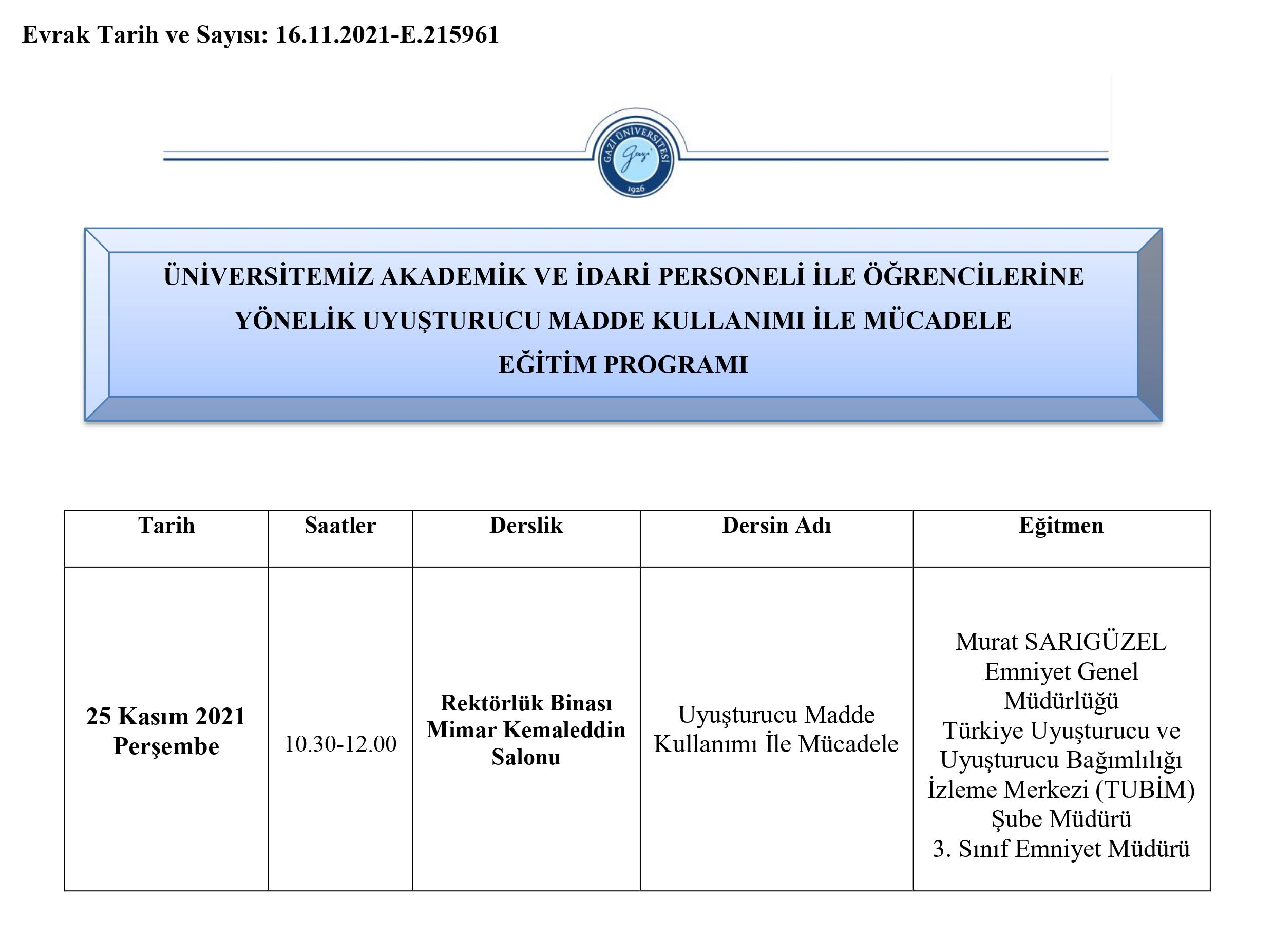 Uyuşturucu Madde Kullanımı İle Mücadele Eğitimi-1