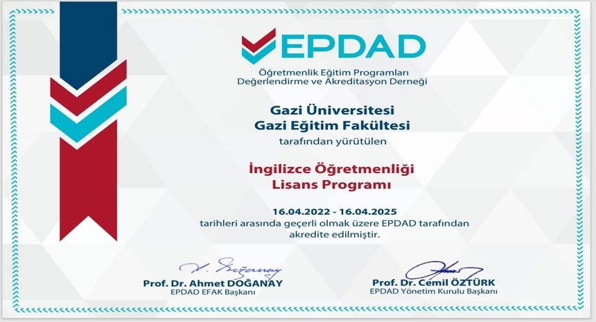 English Language Teaching Undergraduate Program was accredited by EPDAD-1